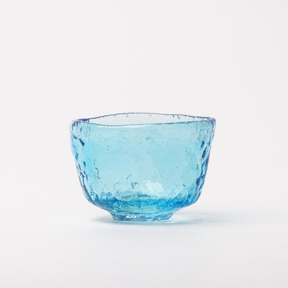 Daisaku Hashimura Double Crack Glass Guinomi Sake Cup Blue