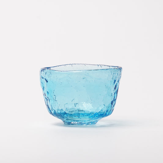 Daisaku Hashimura Double Crack Glass Guinomi Sake Cup Blue