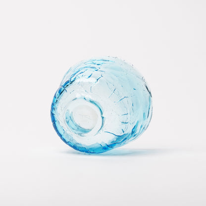 Daisaku Hashimura Double Crack Glass Guinomi Sake Cup Blue