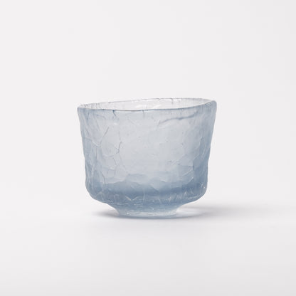 Daisaku Hashimura Double Crack Glass Guinomi Sake Cup Blue