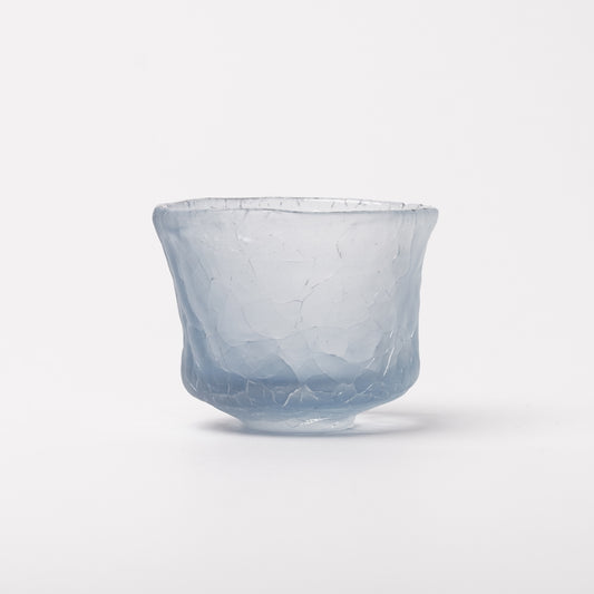 Daisaku Hashimura Double Crack Glass Guinomi Sake Cup Blue