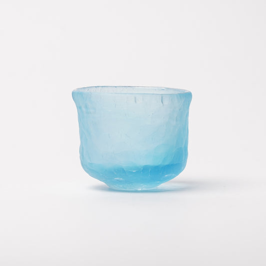 Daisaku Hashimura Double Crack Glass Guinomi Sake Cup Blue