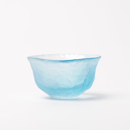 Daisaku Hashimura Double Crack Glass Guinomi Sake Cup Blue