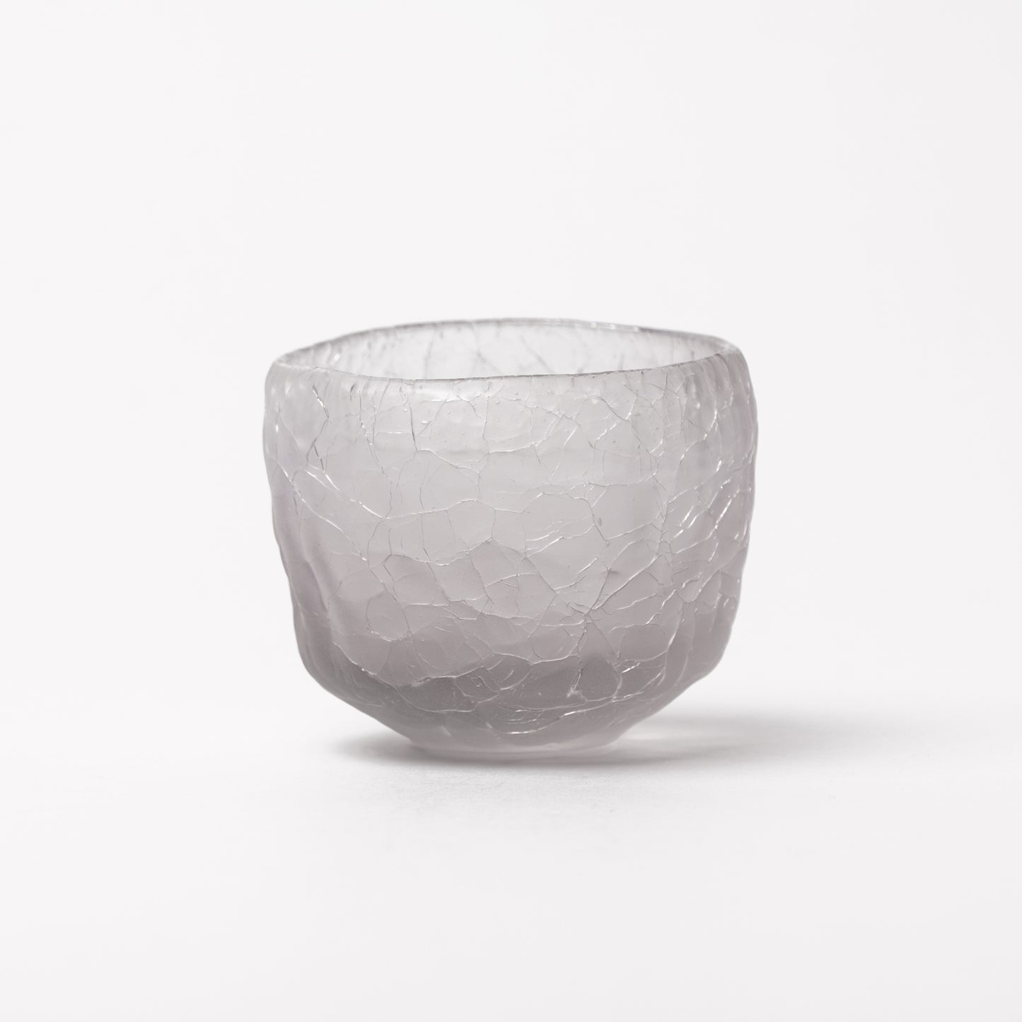 Daisaku Hashimura Grey Double Crack Glass Guinomi Sake Cup