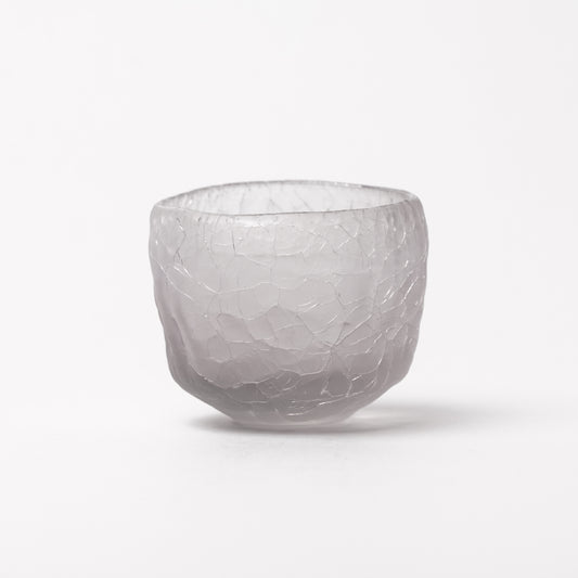 Daisaku Hashimura Grey Double Crack Glass Guinomi Sake Cup