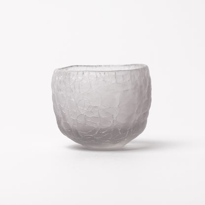 Daisaku Hashimura Grey Double Crack Glass Guinomi Sake Cup
