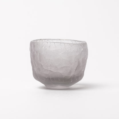 Daisaku Hashimura Grey Double Crack Glass Guinomi Sake Cup