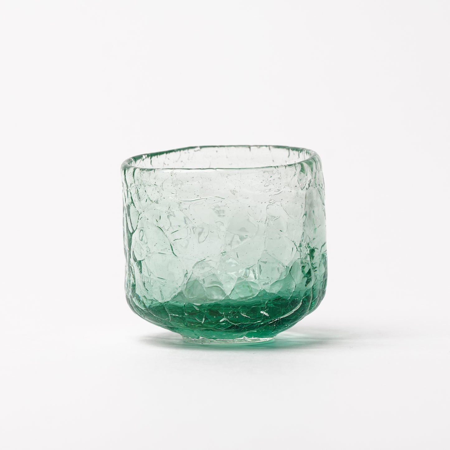 Daisaku Hashimura Double Crack Glass Guinomi Sake Cup Green