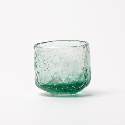 Daisaku Hashimura Double Crack Glass Guinomi Sake Cup Green