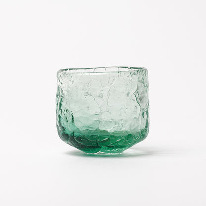 Daisaku Hashimura Double Crack Glass Guinomi Sake Cup Green