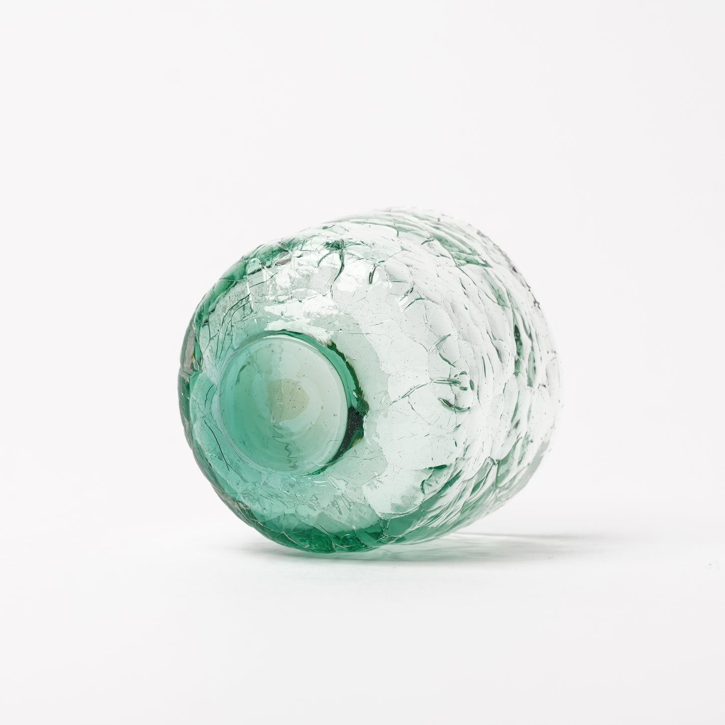 Daisaku Hashimura Double Crack Glass Guinomi Sake Cup Green