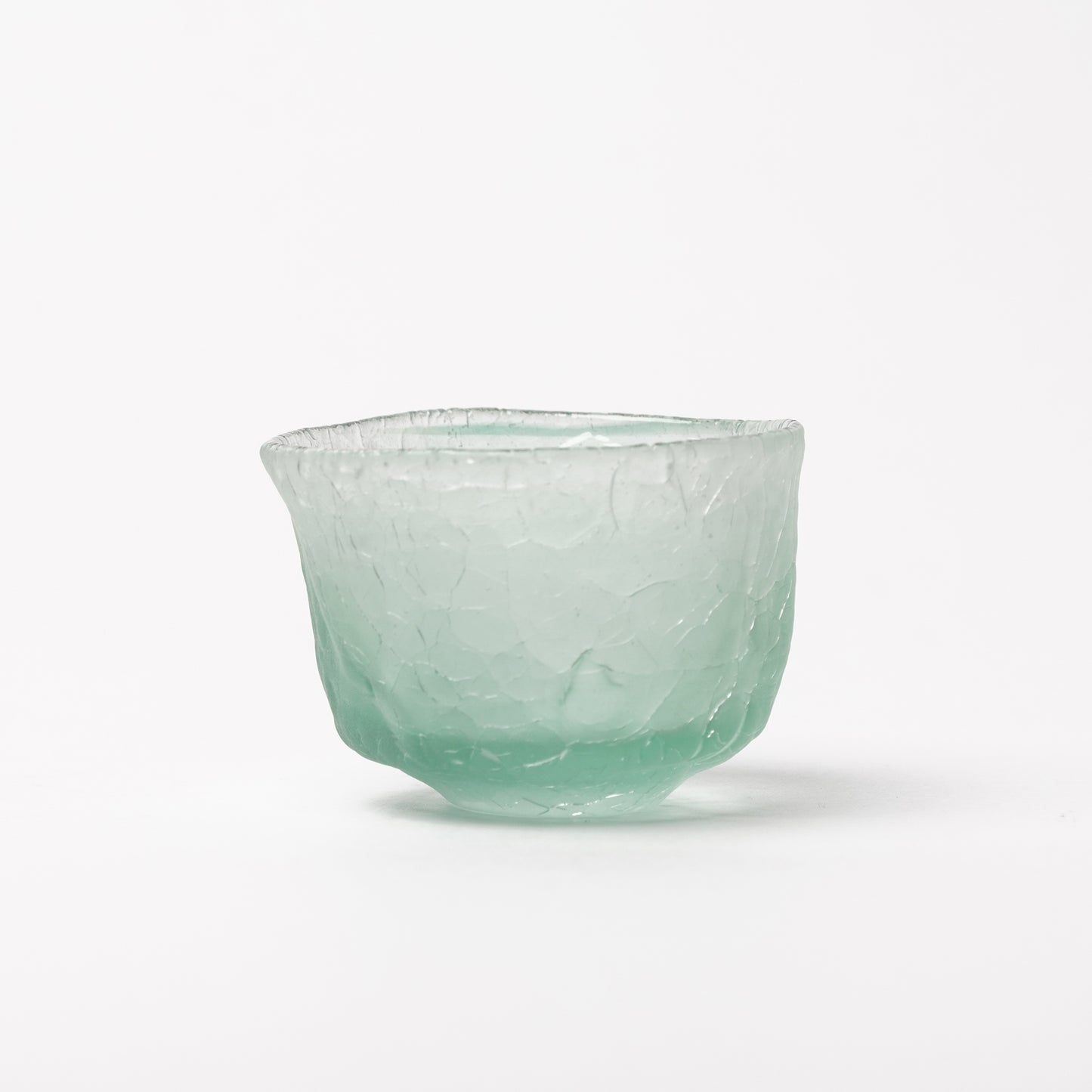 Daisaku Hashimura Double Crack Glass Guinomi Sake Cup Green