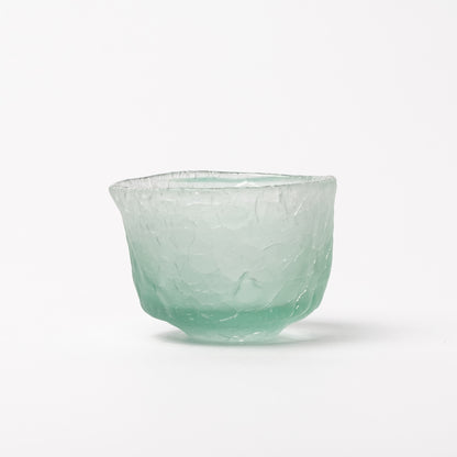 Daisaku Hashimura Double Crack Glass Guinomi Sake Cup Green