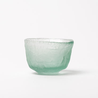 Daisaku Hashimura Double Crack Glass Guinomi Sake Cup Green