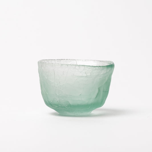 Daisaku Hashimura Double Crack Glass Guinomi Sake Cup Green