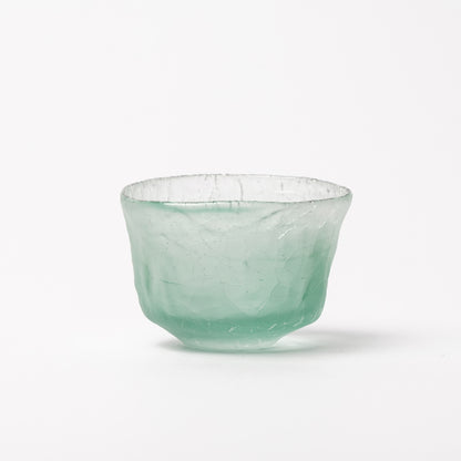 Daisaku Hashimura Double Crack Glass Guinomi Sake Cup Green