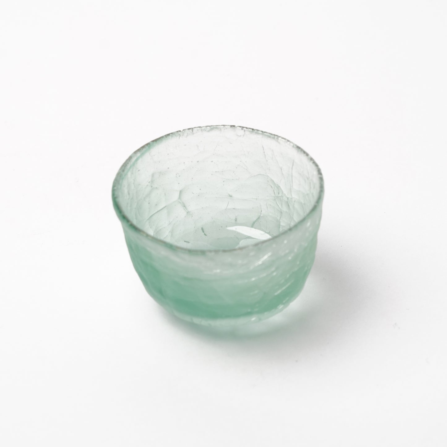 Daisaku Hashimura Double Crack Glass Guinomi Sake Cup Green