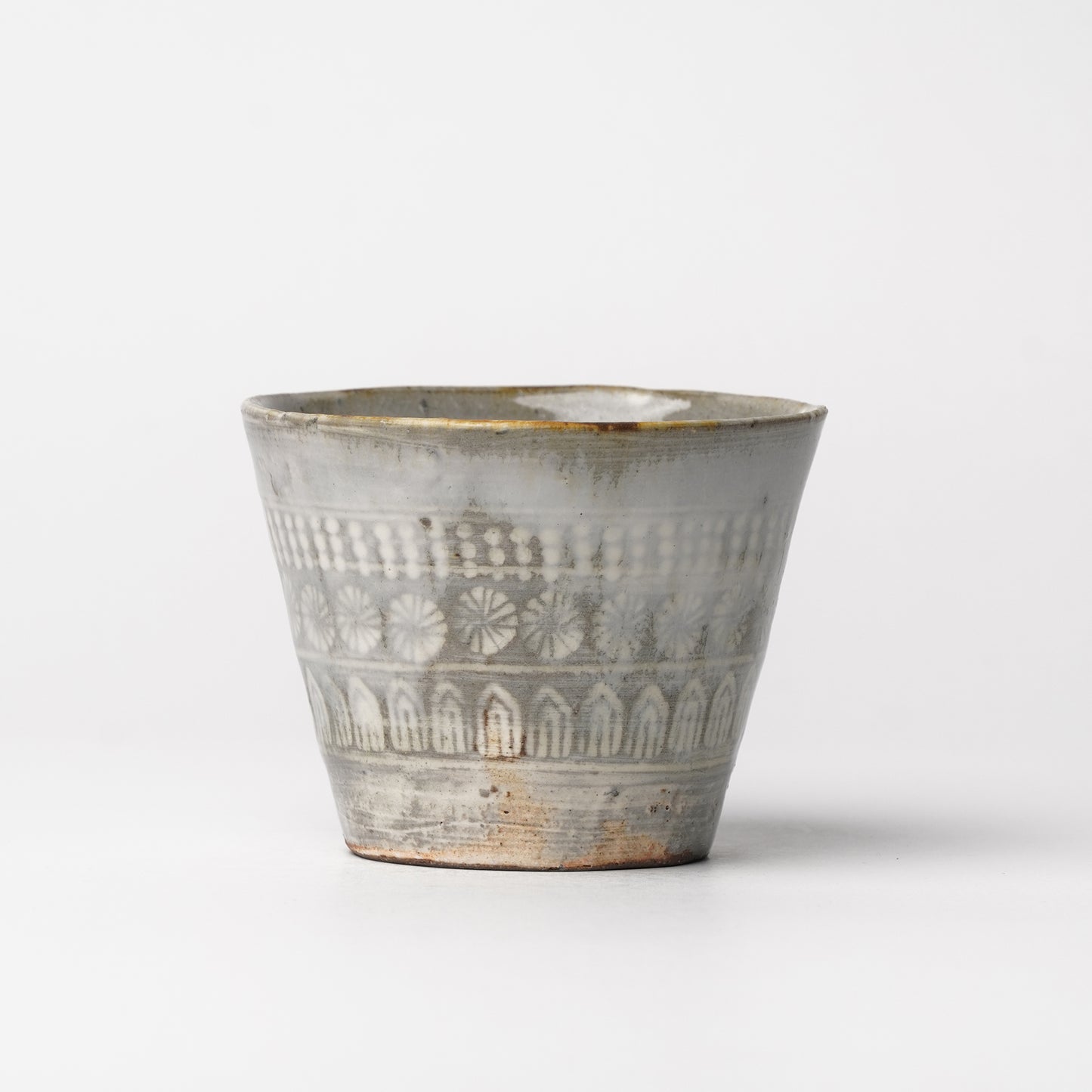 Takeryo Kawaguchi Mishima Soba Choko Cup Ash Glaze