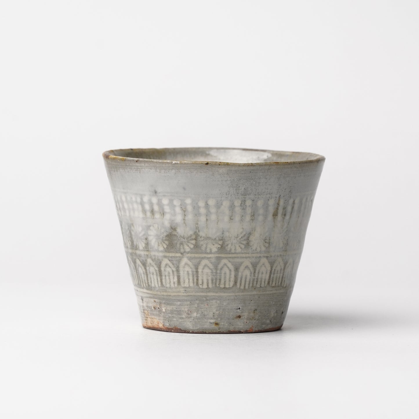 Takeryo Kawaguchi Mishima Soba Choko Cup Ash Glaze