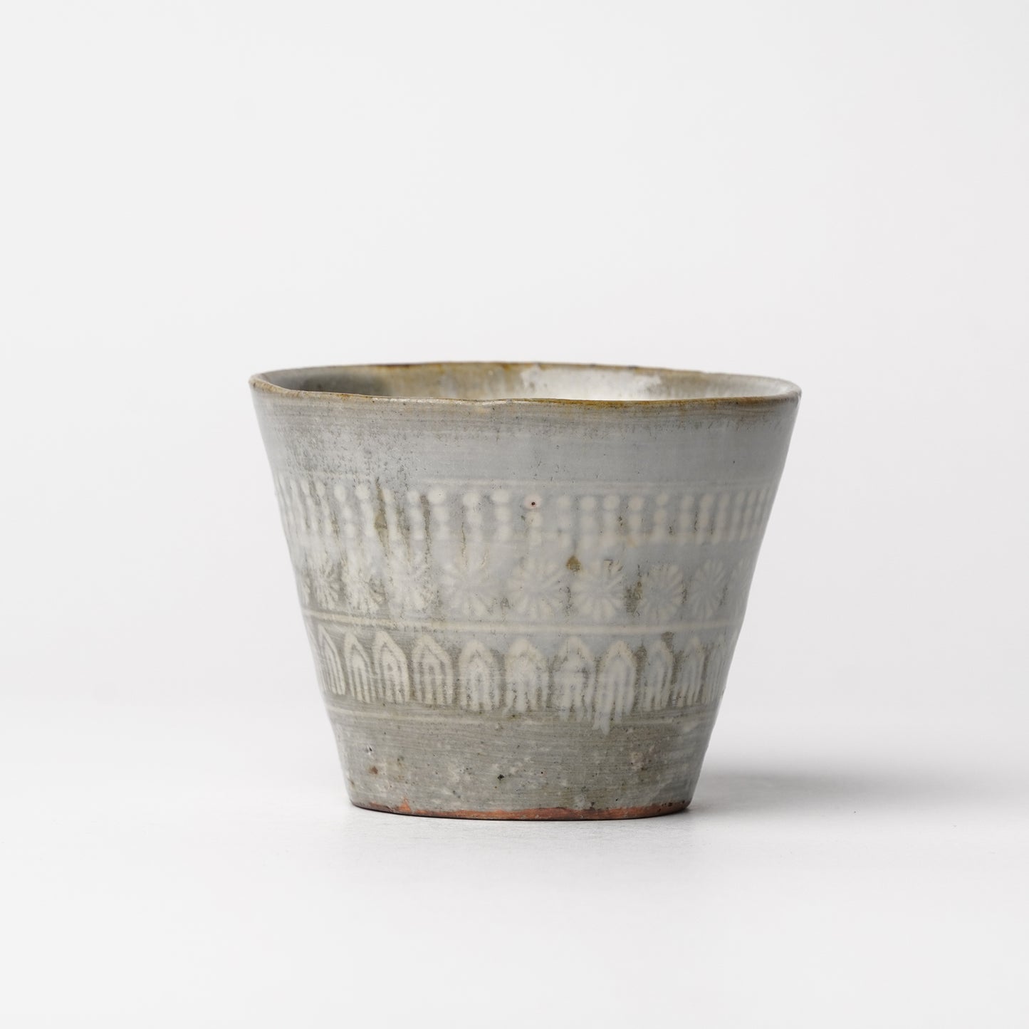 Takeryo Kawaguchi Mishima Soba Choko Cup Ash Glaze