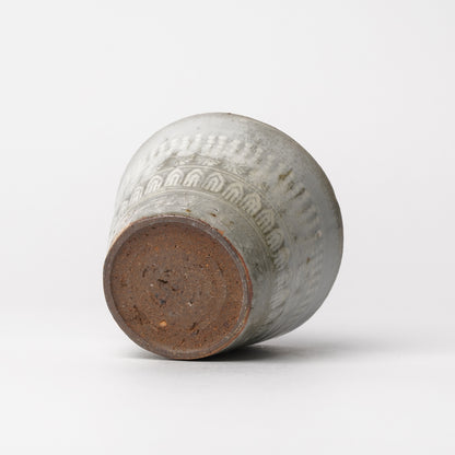 Takeryo Kawaguchi Mishima Soba Choko Cup Ash Glaze