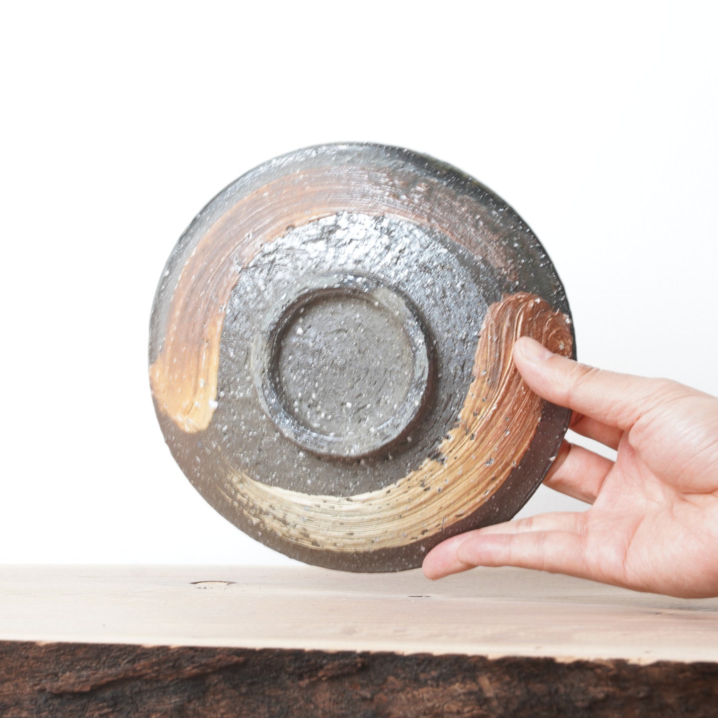 Shigarakiyaki Hakeme Brushed Glaze Plate Woodfired