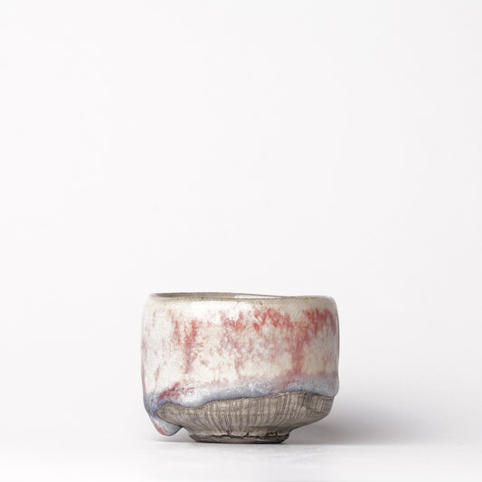 Nobuhito Nakaoka Colored Ash Glaze Guinomi Sake Cup with Silver Gold