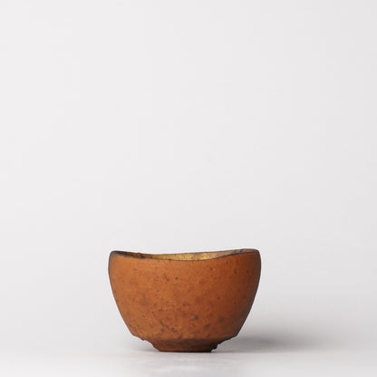 Nobuhito Nakaoka Guinomi Sake Cup Tanka Yakishime with Gold