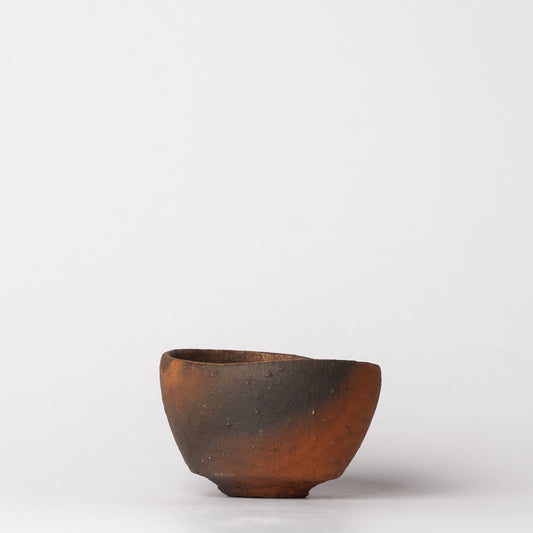 Nobuhito Nakaoka Guinomi Sake Cup Tanka Yakishime with Gold