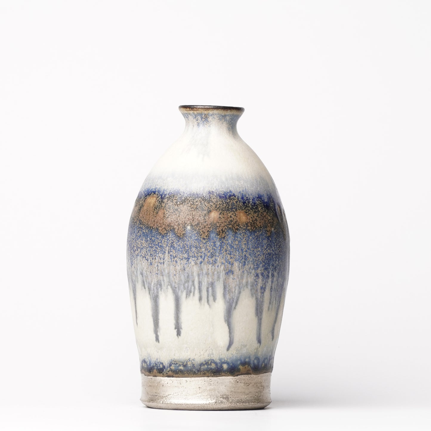 Nobuhito Nakaoka Colored Ash Glaze Vase with Silver