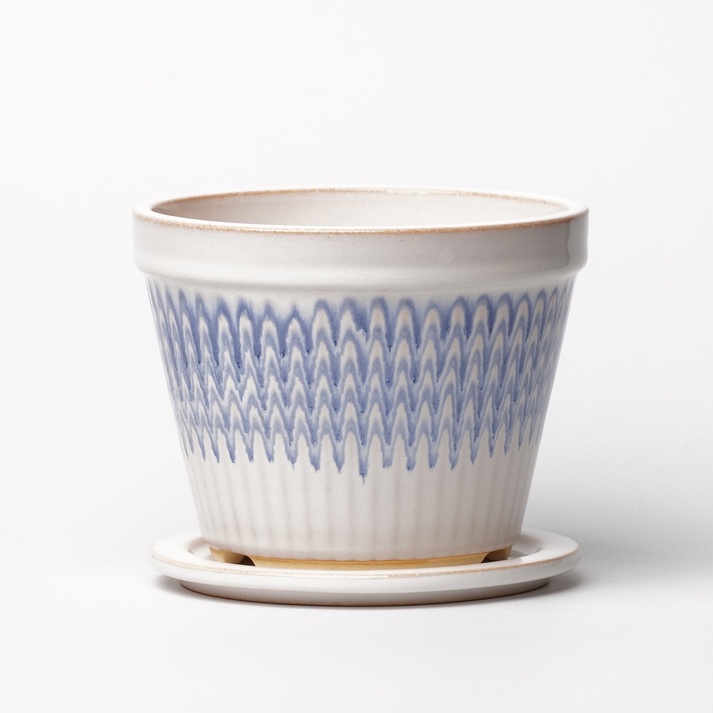 NOTA & Design Peacock Pot Planter with Saucer S White Blue