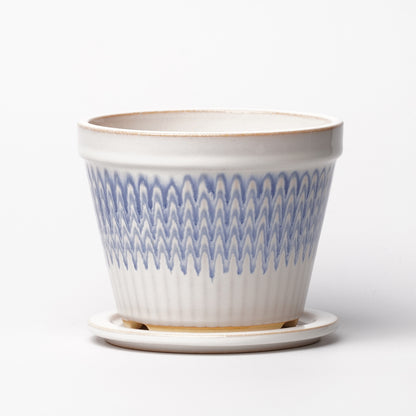 NOTA & Design Peacock Pot Planter with Saucer S White Blue