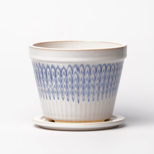 NOTA & Design Peacock Pot Planter with Saucer S White Blue