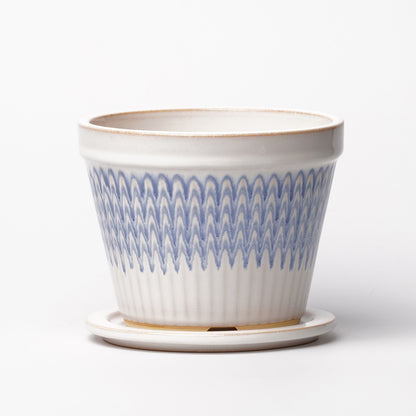 NOTA & Design Peacock Pot Planter with Saucer S White Blue