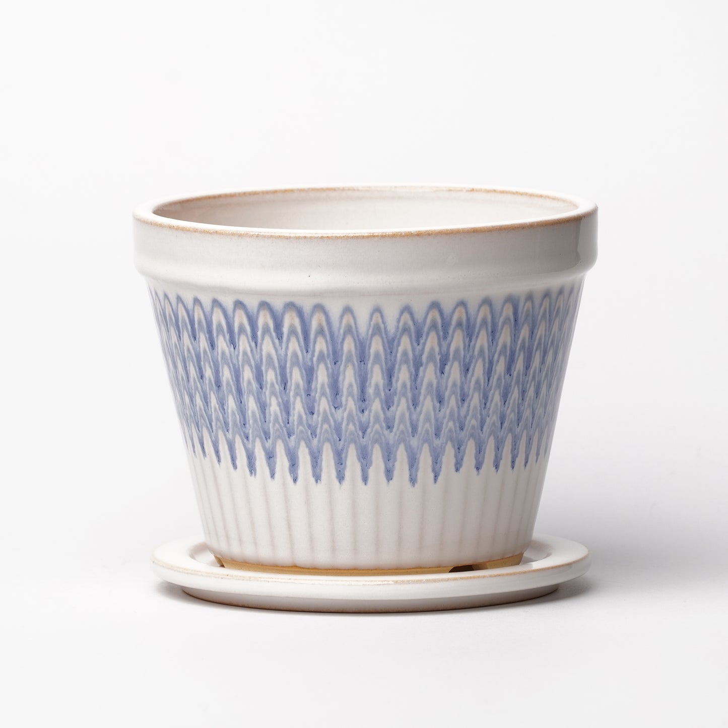 NOTA & Design Peacock Pot Planter with Saucer S White Blue