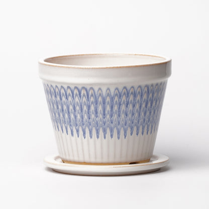 NOTA & Design Peacock Pot Planter with Saucer S White Blue
