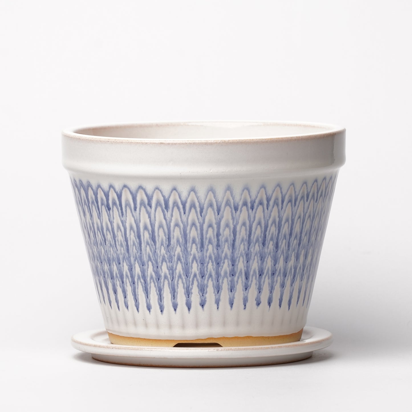 NOTA & Design Peacock Pot Planter with Saucer M White Blue