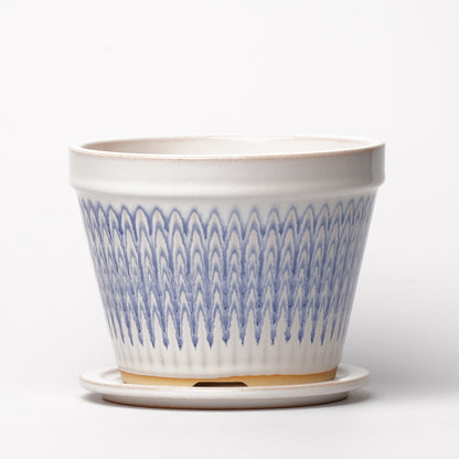 NOTA & Design Peacock Pot Planter with Saucer M White Blue