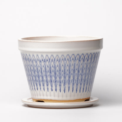 NOTA & Design Peacock Pot Planter with Saucer M White Blue