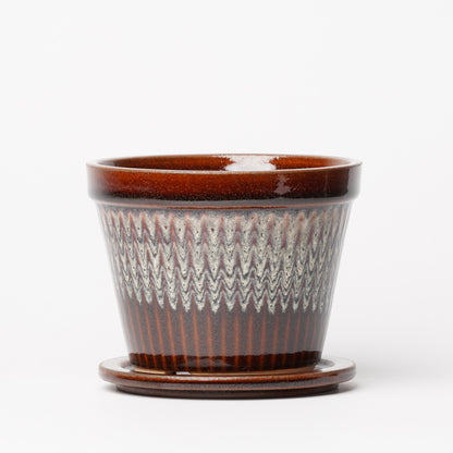 NOTA & Design Peacock Pot Planter with Saucer S Brown