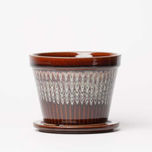 NOTA & Design Peacock Pot Planter with Saucer S Brown
