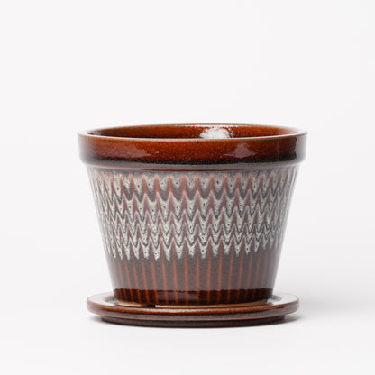 NOTA & Design Peacock Pot Planter with Saucer S Brown