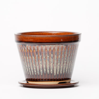 NOTA & Design Peacock Pot Planter with Saucer M Brown