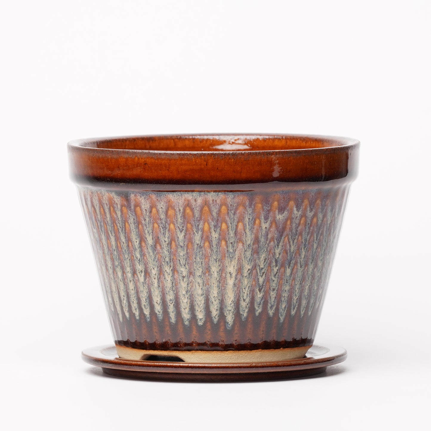 NOTA & Design Peacock Pot Planter with Saucer M Brown