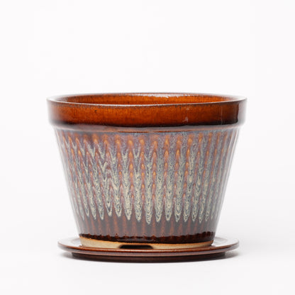 NOTA & Design Peacock Pot Planter with Saucer M Brown