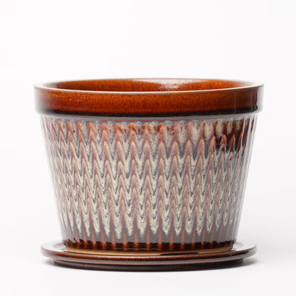 NOTA & Design Peacock Pot Planter with Saucer L Brown
