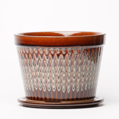 NOTA & Design Peacock Pot Planter with Saucer L Brown
