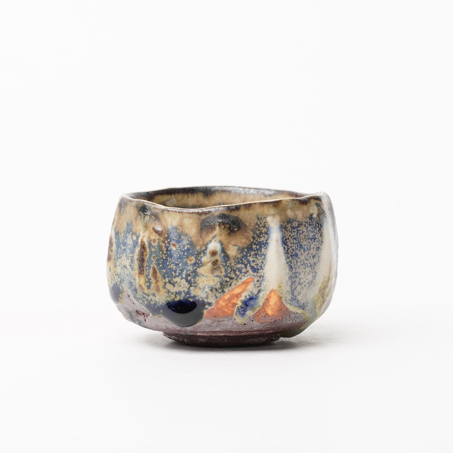 Nobuhito Nakaoka Colored Ash Glaze Guinomi Sake Cup with Gold