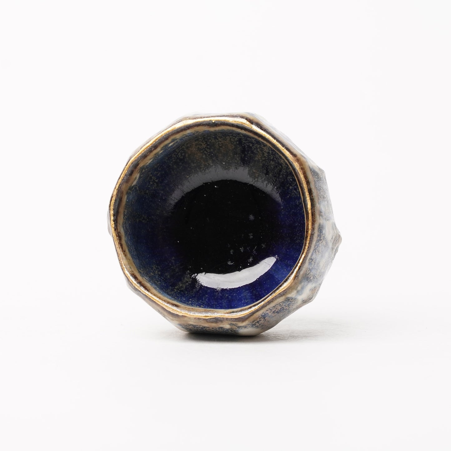 Nobuhito Nakaoka Colored Ash Glaze Guinomi Sake Cup with Gold