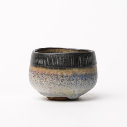 Nobuhito Nakaoka Colored Ash Glaze Guinomi Sake Cup with Gold
